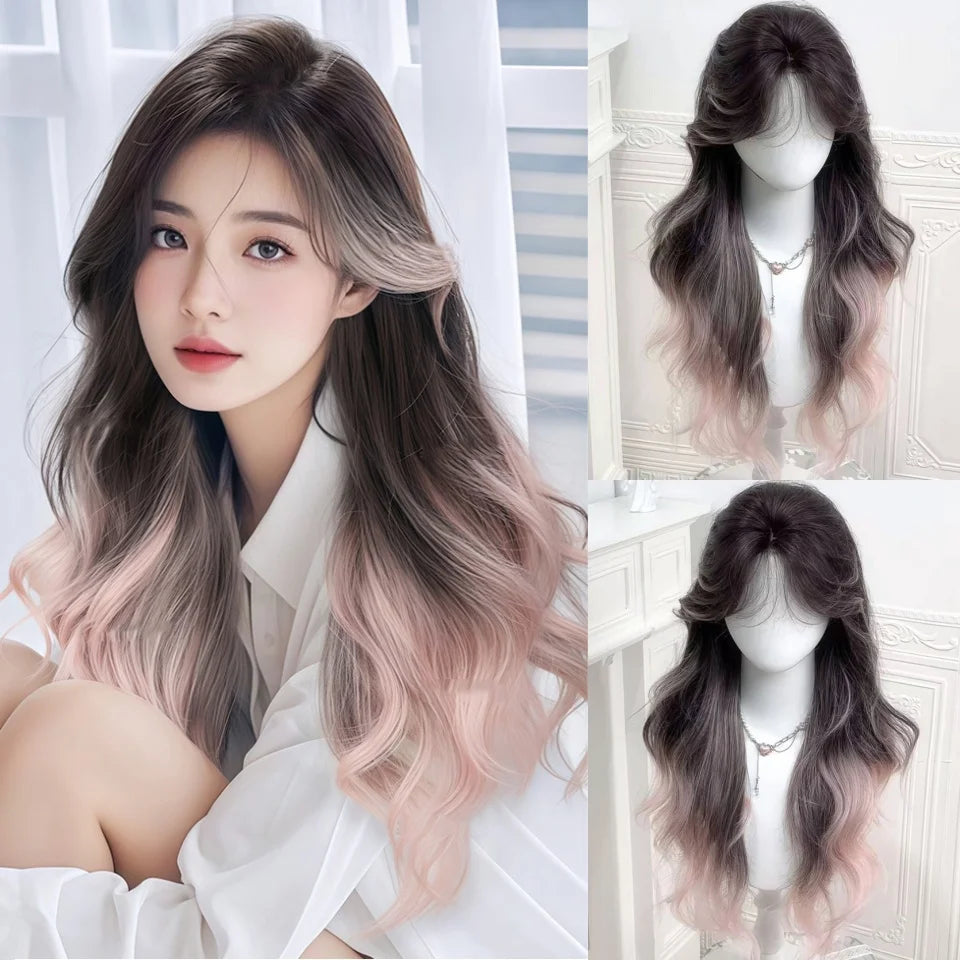 Platinum Blue Gradient Long Curly Wig - Heat Resistant Synthetic Cosplay