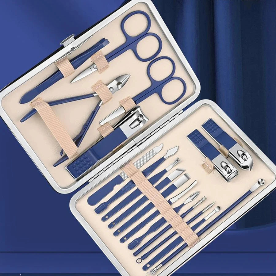 Professional Manicure Set 7-18 PCS Stainless Steel Nail Clipper Set Thick And Hard Nail Trimmer For Woman And Man Portable Set