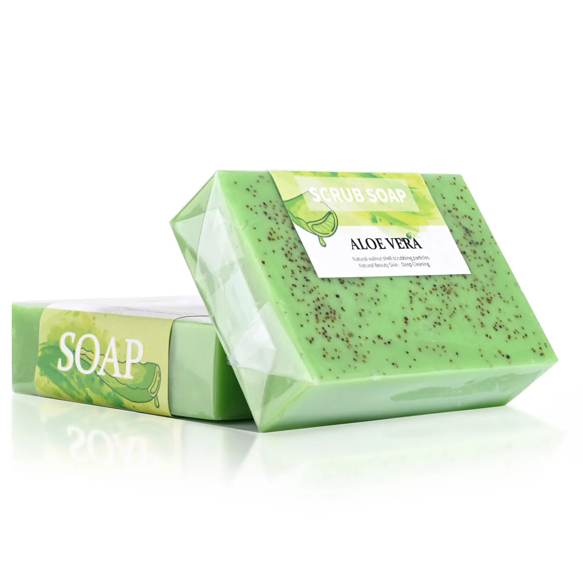 M+Natural Handmade Lightening Whitening Frosted Aloe Soap for Oil Pimple, Exfoliating, 100g