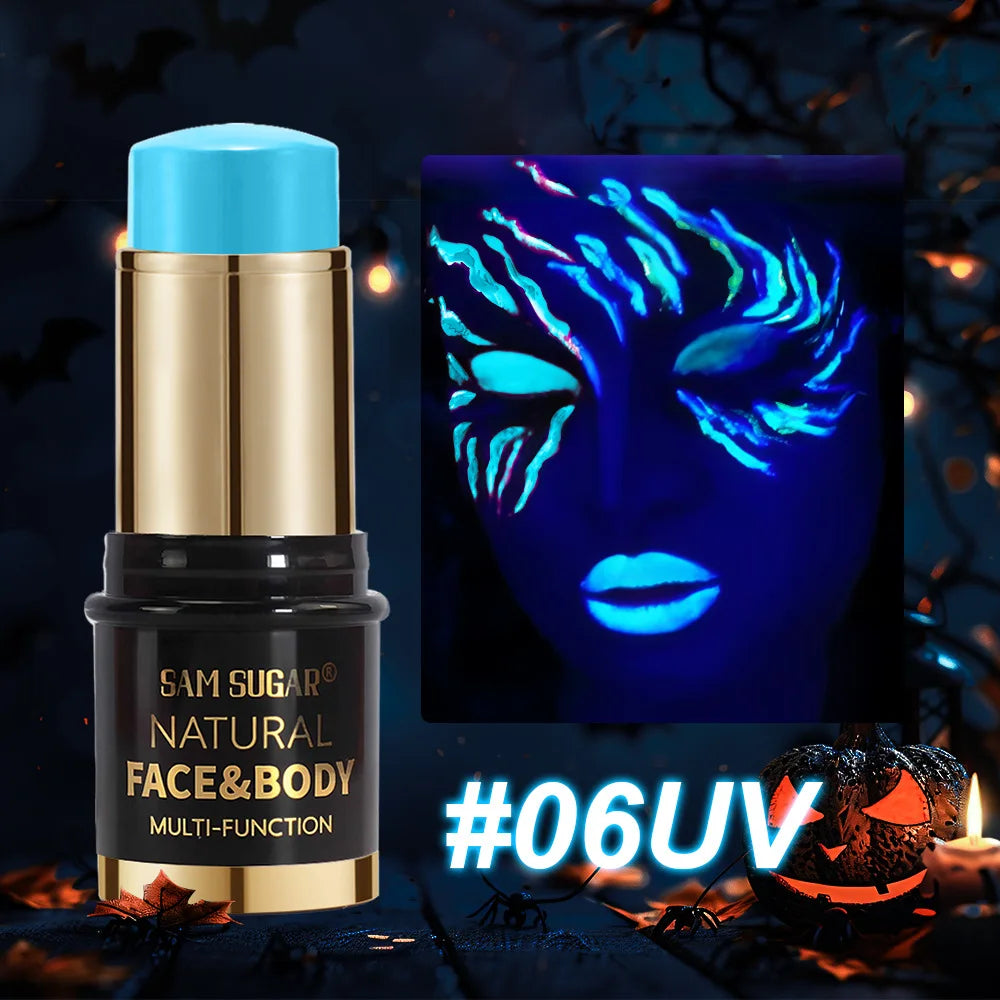12-Colors Black White Halloween Makeup Waterproof Face & Body Paint Stick Neon Colorful Blue Green Yellow Face Paint Cosmetics