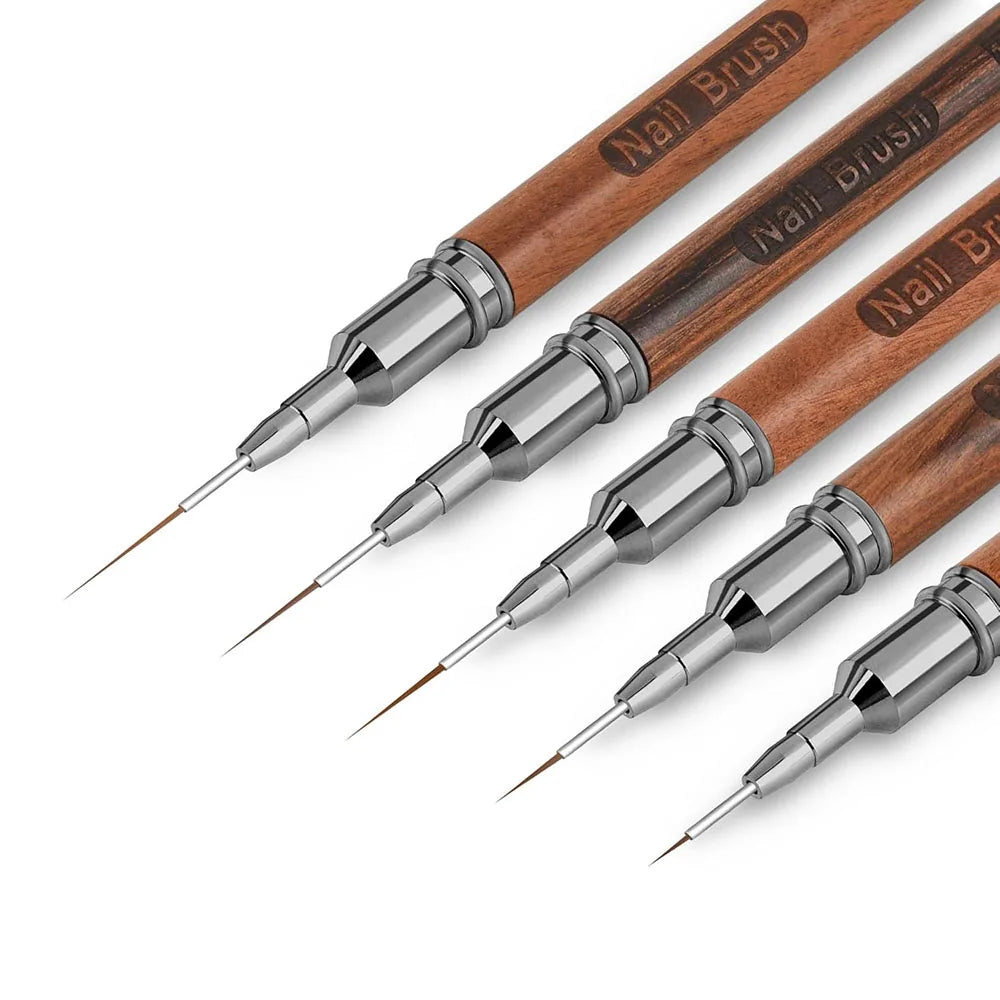 Nail Art Brushes Wood Nail Art Liner Brushes 4/8/12/20/25mm Painting Art Design Brush Super Thin Details Nail Pen Drawing Lines