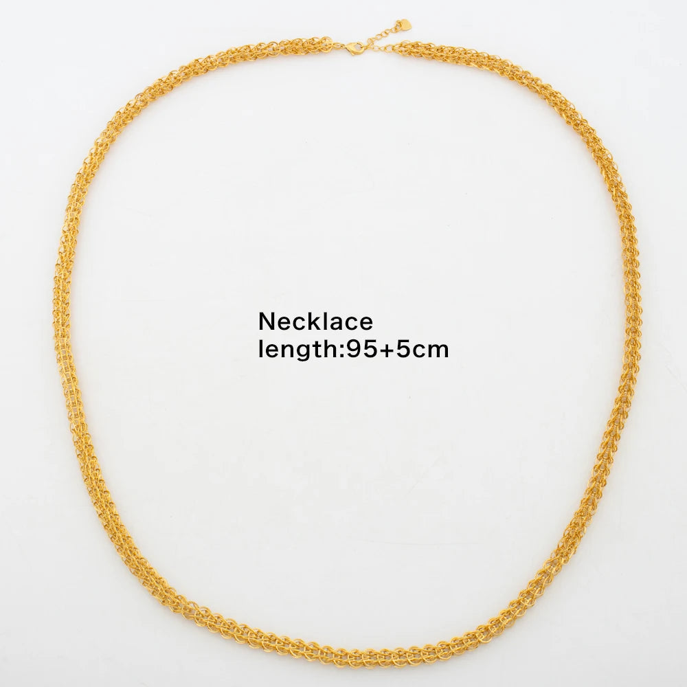 African Dubai Chain Necklace Jewelry Set for Women 18k Gold Color Choker Necklace Waist Belt for Weddings Bridal Jewelry Set