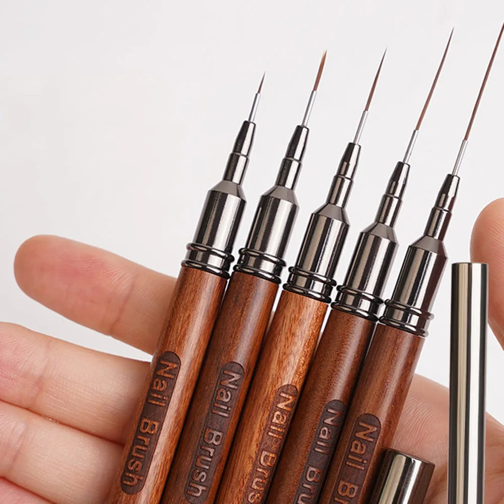 Nail Art Brushes Wood Nail Art Liner Brushes 4/8/12/20/25mm Painting Art Design Brush Super Thin Details Nail Pen Drawing Lines