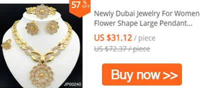 GZJPEI Tricolor Jewelry Set For Nigerian  Bridal Wedding Gift Hight Quality 18K Gold Plated Large Necklace Bracelet Earring Ring