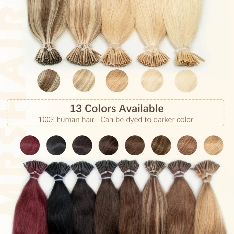 I Tip Keratin Hair Extensions Real Human Hair Pre Bonded Micro Beads Hair Capsules Micro link Capsules Hair 14-22" 30g/1pack