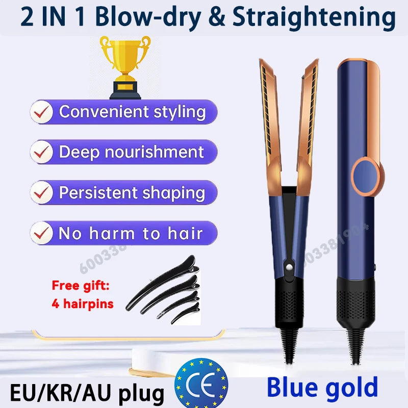 2-in-1 Hair Straightener & Dryer Combo with Smart Temperature Control and Digital LCD Display - Quick Styling for Home & Salon