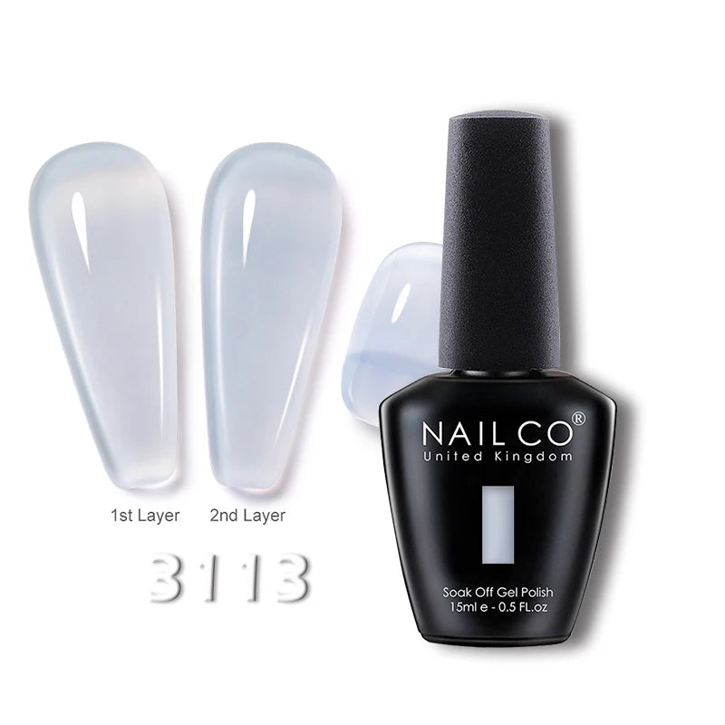 NAILCO 15ml Translucent Gel Nail Polish Semi-permanent Enamels Varnish For UV Nails Art Hybrid LED Nail Gel Transparent Manicure