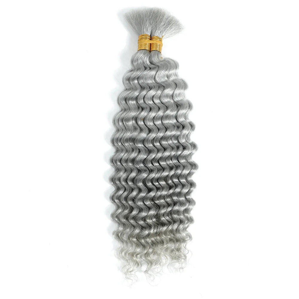 Blonde Human Braiding Hair for Boho Braids Highlights No Weft Virgin Brazilian Curly Deep Wave Bulk Hair Extensions for Braiding