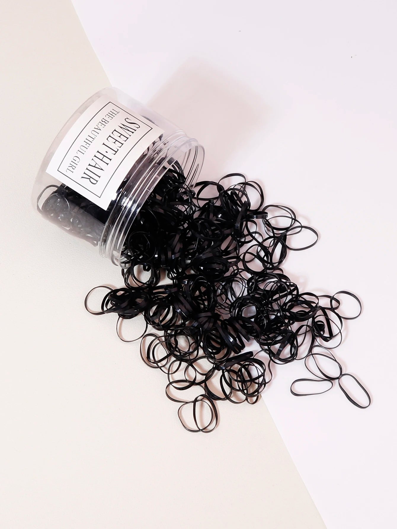 500pcs black elastic rubber bands for hair salon tools with ponytail hairstyle and small braid design Special for real hair wigs