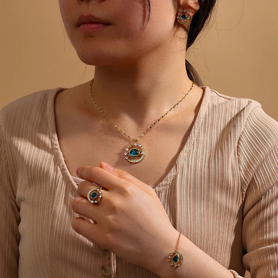 Luxurious High-end Zircon Jewelry Set For Fashionable Jewelry For Daily Travel, Parties, Banquets