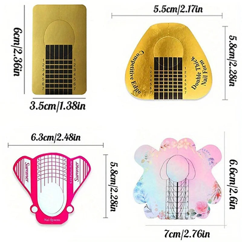 Nails Art UV Gel Tips Extension Builder Form Acrylic French Printed Nail Tip Extension Stencil Stickers for Manicure Tools