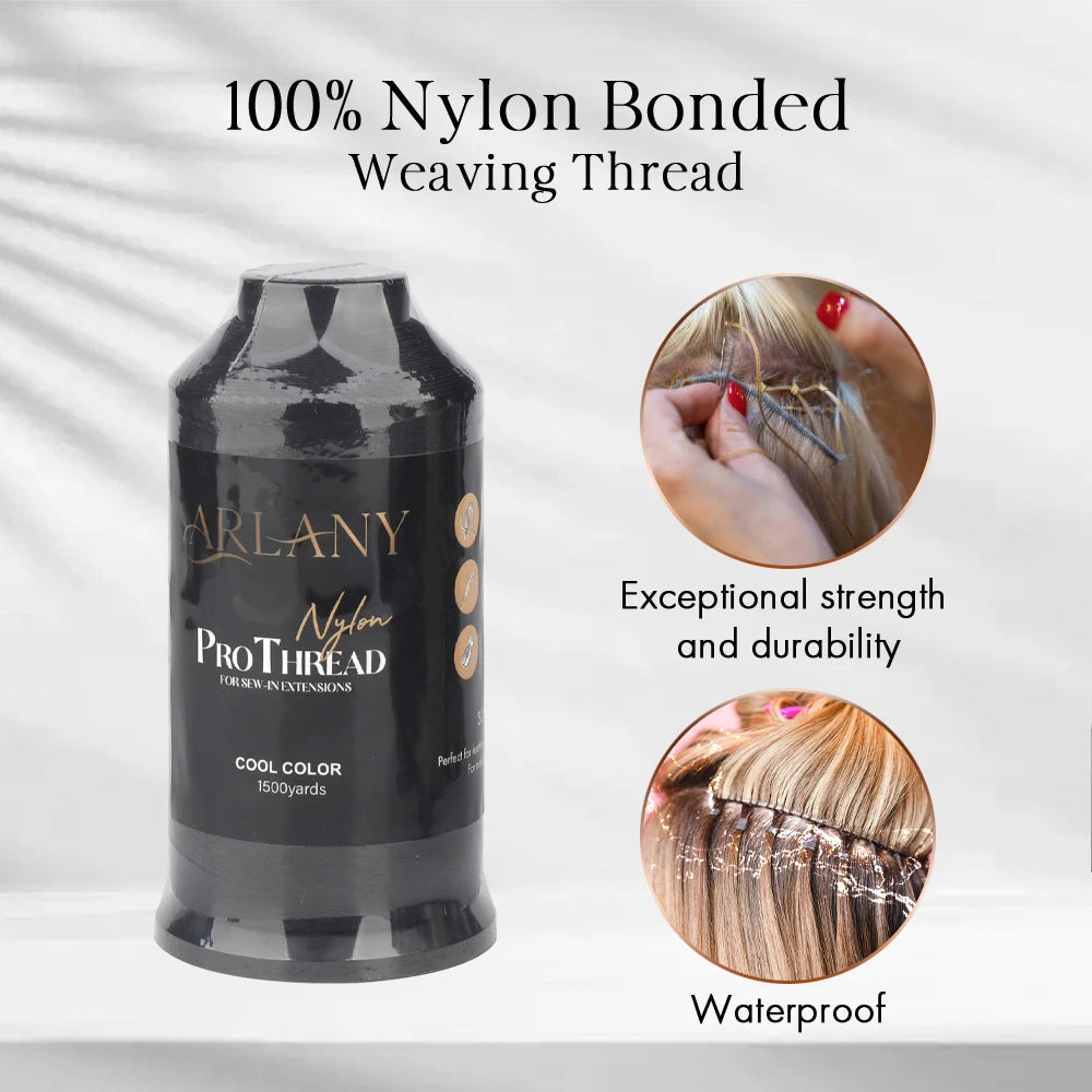 ARLANY Weft Hair Extension Sewing Thread 1500 Yards - Nylon Bonded Thread