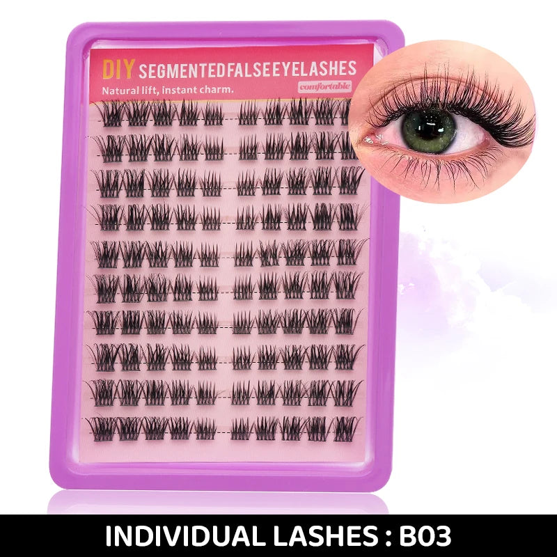 DINGSEN Eyelashes Cluster Soft Individual Lashes Eyelashes Extensions Volume DIY Eyelashes Kit Thick Cluster Eyelash Makeup