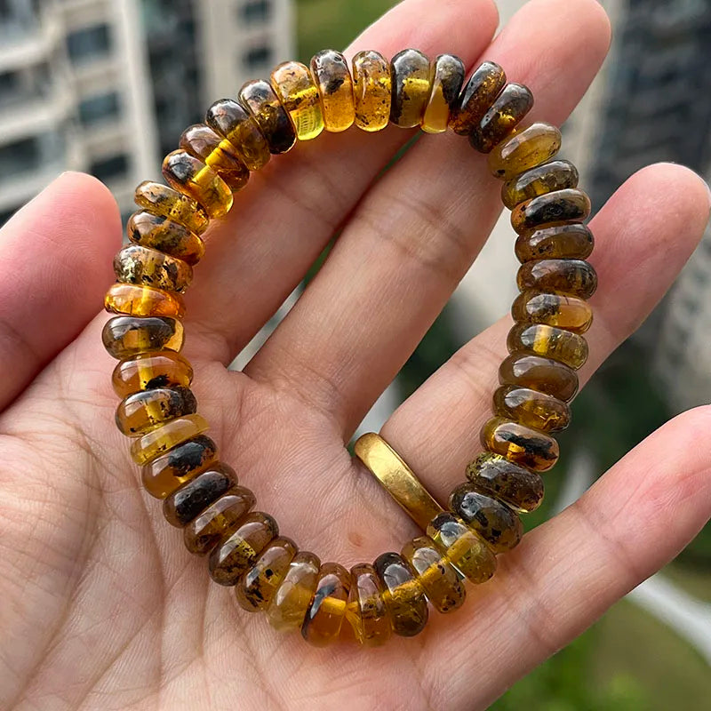 Baltic Plant Amber Bracelet for Women Gift Unique Handmade Irregular Golden Beads New Natural Stone Jewelry Supplier Wholesale