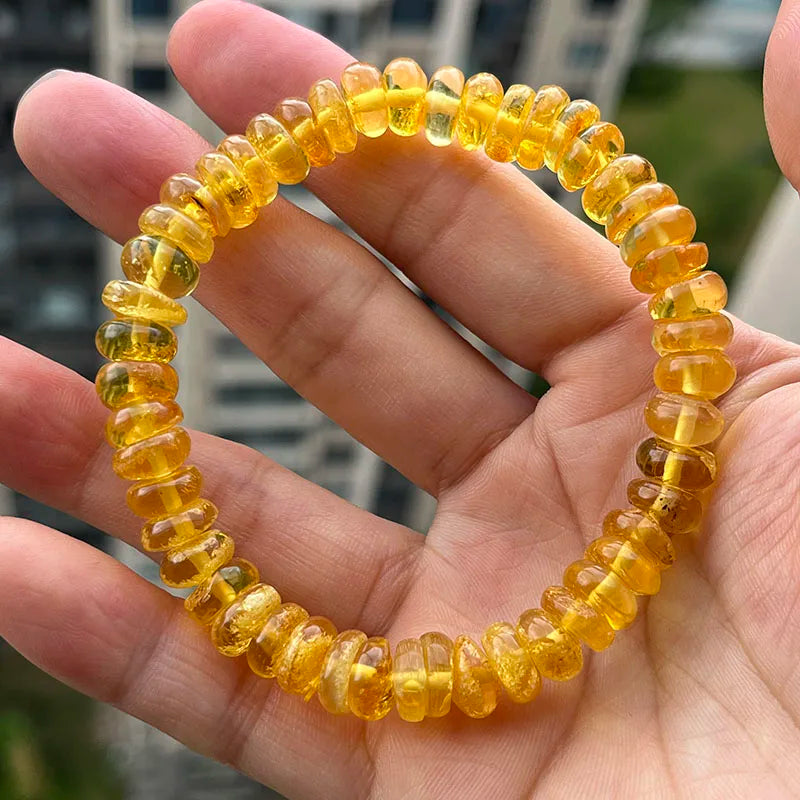 Baltic Plant Amber Bracelet for Women Gift Unique Handmade Irregular Golden Beads New Natural Stone Jewelry Supplier Wholesale