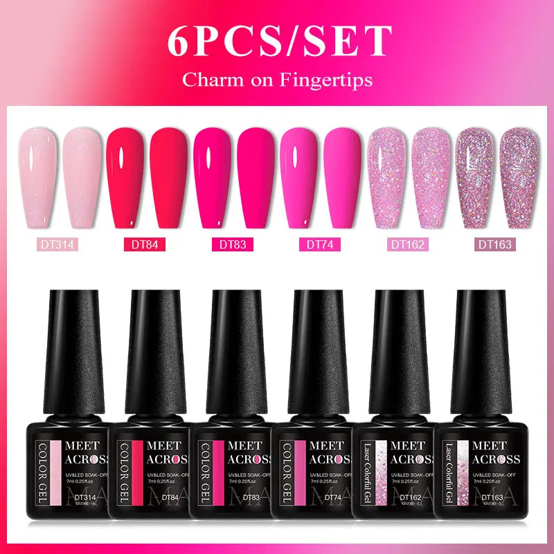 6pcs Gel Nail Polish Set HEMA Free 7ml Semi Permanent Soak Off UV Gel Varnish Nail Art Decoration Christmas Nails Nail Supplies