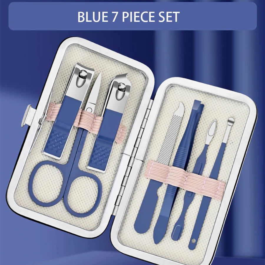 Professional Manicure Set 7-18 PCS Stainless Steel Nail Clipper Set Thick And Hard Nail Trimmer For Woman And Man Portable Set
