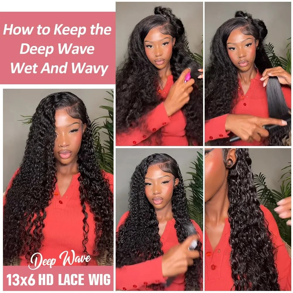 13x6 Human Hair Wig HD Lace Frontal Human Hair Wigs For Women 30 36 Inch Loose Deep Wave Curly Brazilian 13x4 Lace Front Wigs