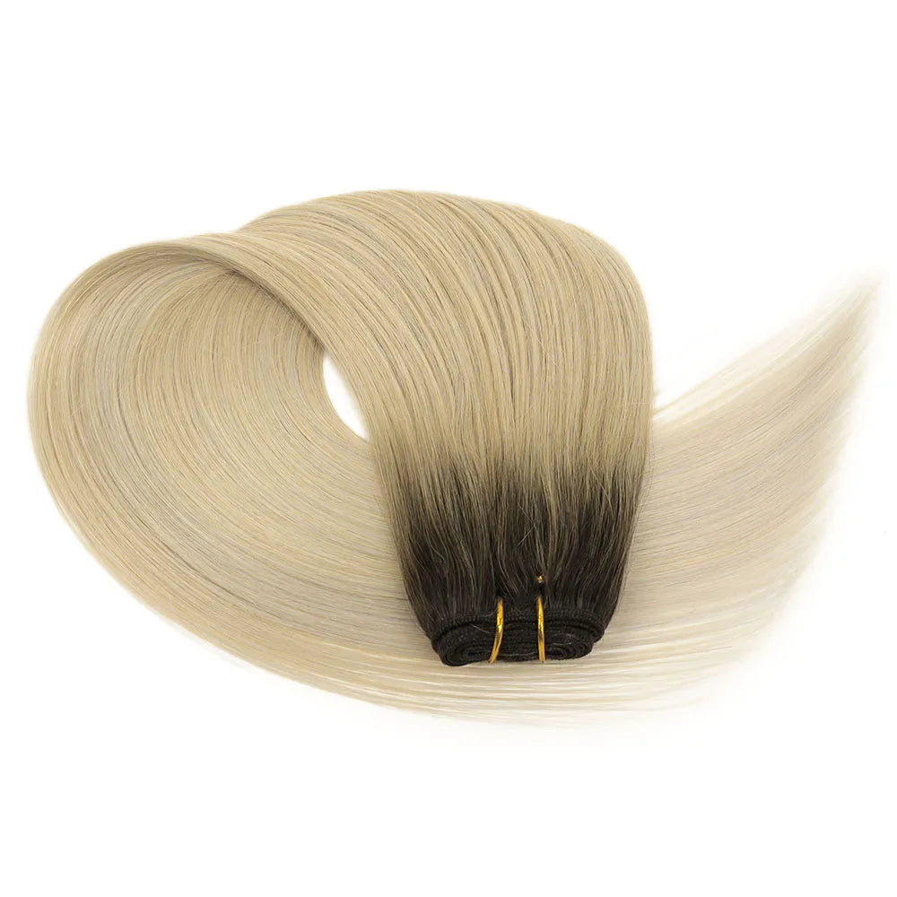 Human Hair Bundles Straight Double Drawn Weft European Remy Natural Human Hair Weaves Extension 100g Can Curly Hair