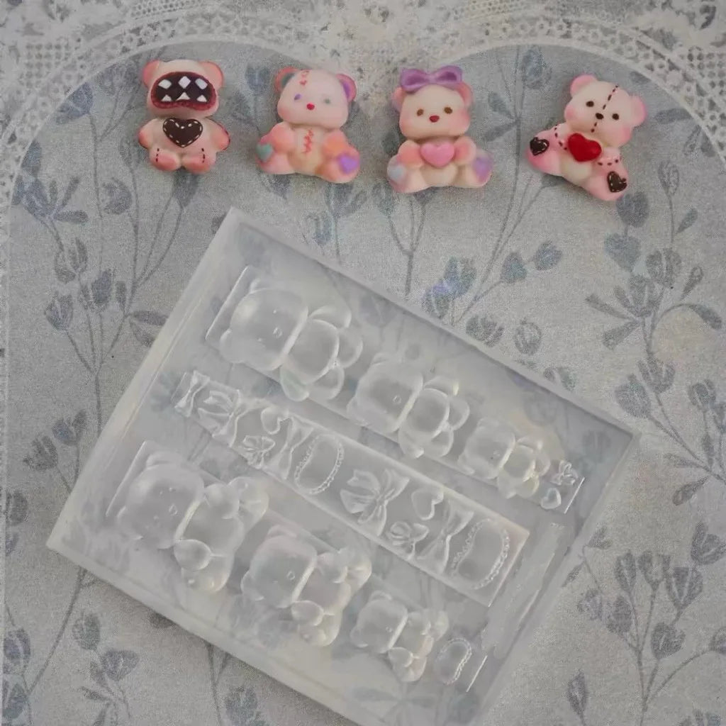 New 1PCS Devil's Flower Nail Art Mold 3D Carving Curved Lily Flower Transparent Nail Art Decorations DIY Silicone Template