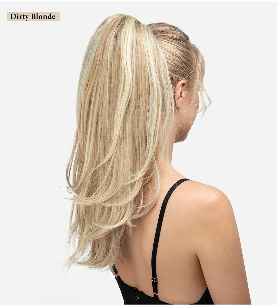 SARLA Claw Clip Ponytail Extension - Long Silky Straight Synthetic Hair