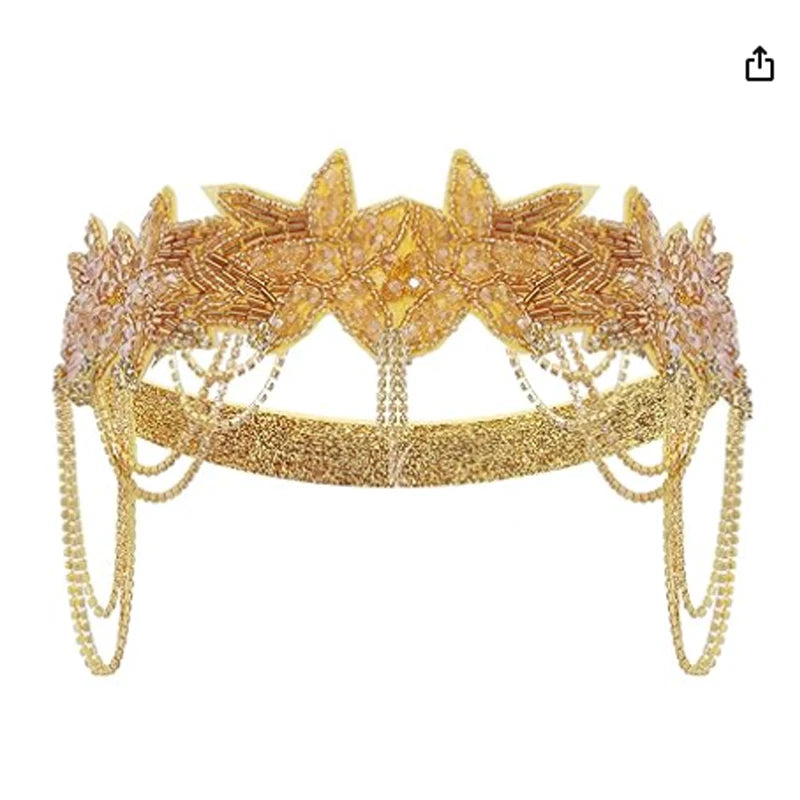 1920s Headband - Great Gatsby Rhinestone Fringe Hair Accessory