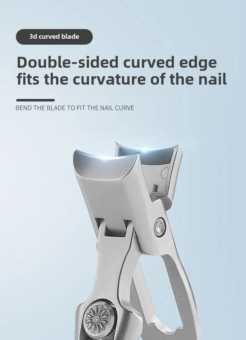 Nail Clippers Stainless Steel Wide Jaw Opening Manicure Fingernail Cutter Thick Hard Ingrown Anti Splash Toenail Scissors tools