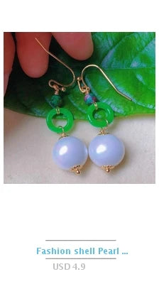 Highlights 8MM White Shell Pearl Earrings 18K Thanksgiving Gift Wedding Hook New Year Accessories Classic Mother's Day