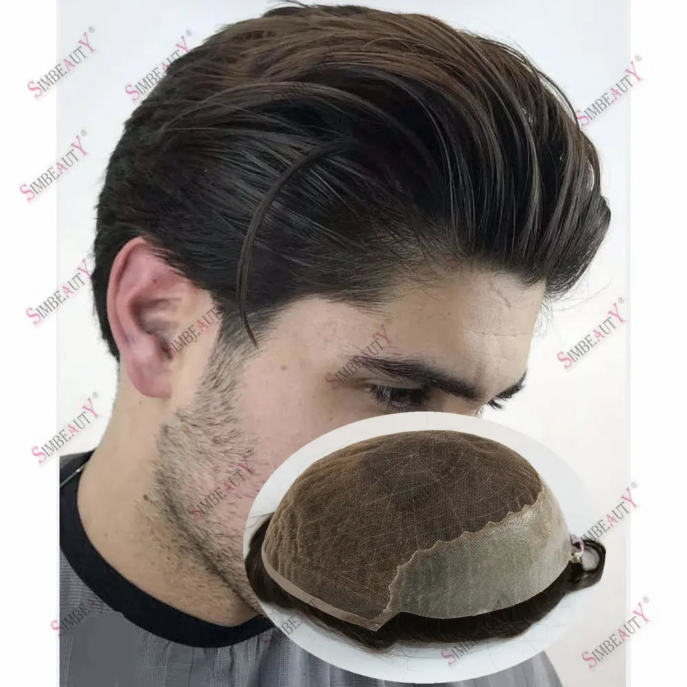 1B20 1B50 Grey Black Hair Breathable Q6 Human Hair Toupee for Men Natural Hairline Bleach Knots Swiss Lace Capillary Prosthesis