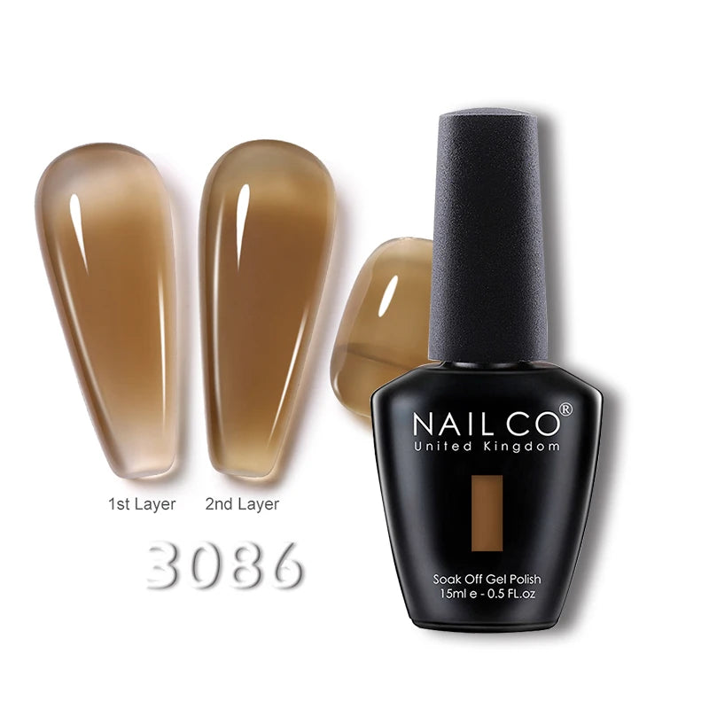NAILCO 15ml Translucent Gel Nail Polish Semi-permanent Enamels Varnish For UV Nails Art Hybrid LED Nail Gel Transparent Manicure