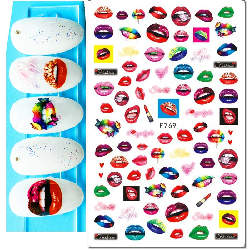 3d Pink Hearts Balloon Valentine Day Love Letters Nail Art Stickers Adhesive Sliders Nail Decals Decoration Manicure Accessories