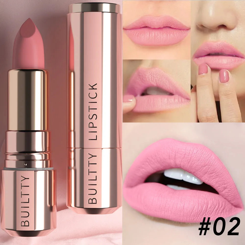 Matte Nude Lipstick Smooth Velvety Long Lasting Lip Stick Non-Stick Cup Not Fade Nude Lip Stick Makeup Gifts for Women and Girls