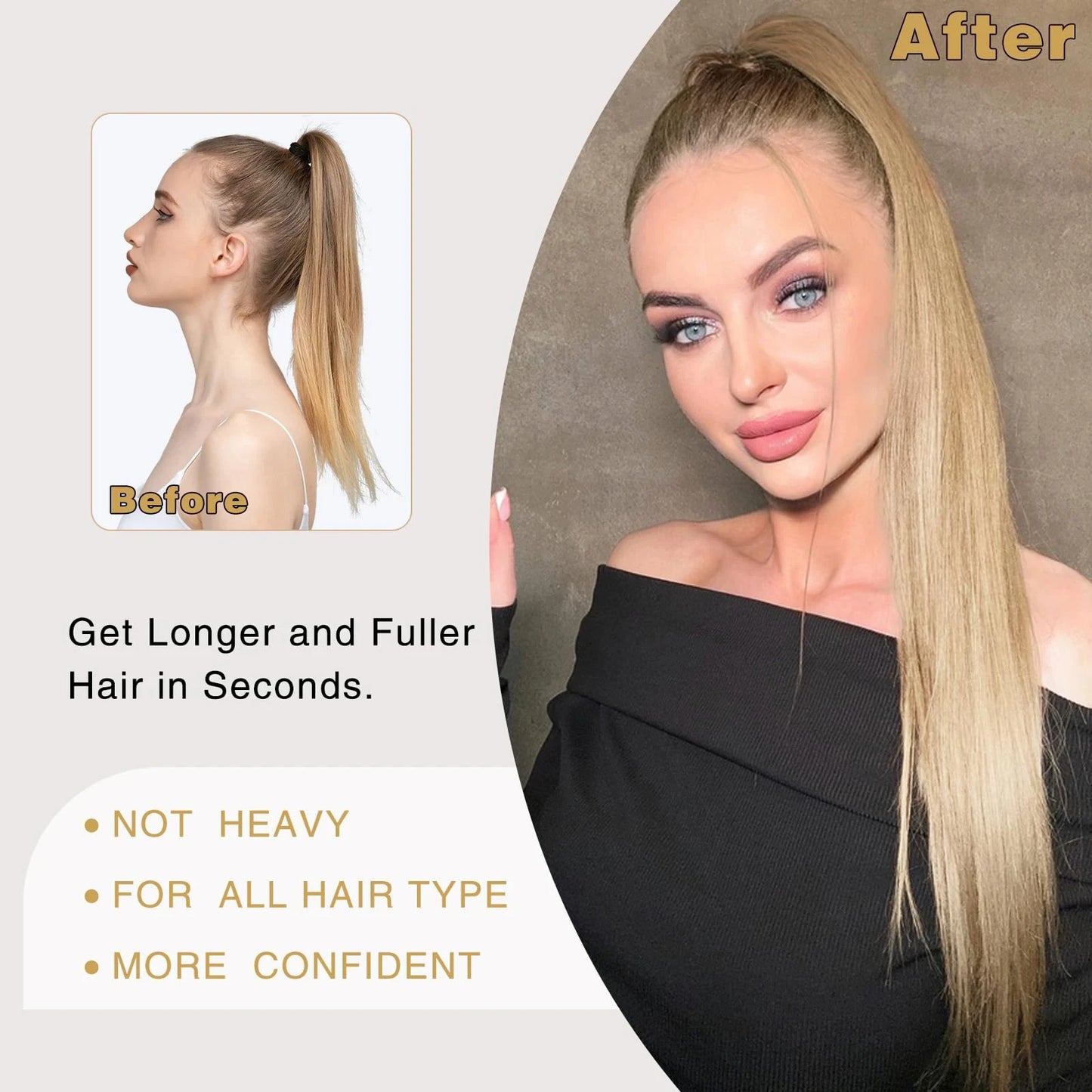 Blonde 613 Straight Drawstring Ponytail Clip In Hair Extensions 12-26Inch 100% Unprocessed Human Hair Extensions 120G For Women