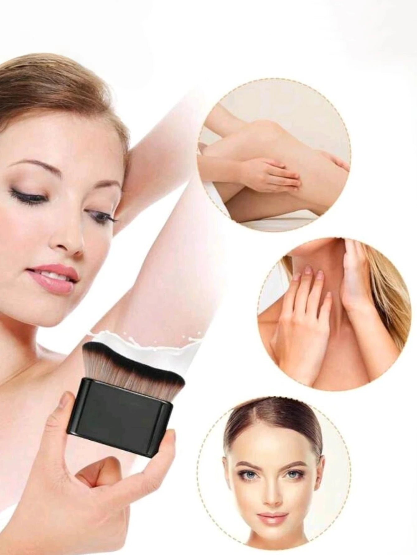 1 Foundation Brush Rose Gold Tanning Mixed Brush Foundation, Blush, Eye Shadow, Bronze, Facial and Neck Foundation Brush High and Low Foundation Brush