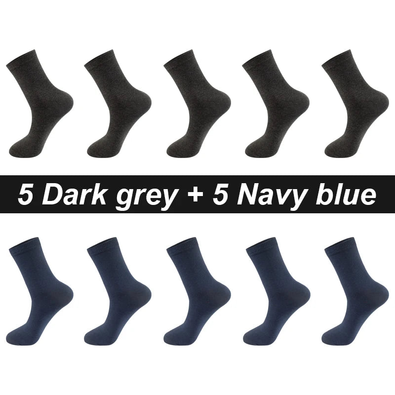 10Pairs/Lot Men Combed Cotton Socks Black Casual Business Breathable High Quality Man Sock New For Male Plus Size EU38-48