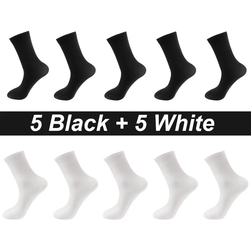 10Pairs/Lot Men Combed Cotton Socks Black Casual Business Breathable High Quality Man Sock New For Male Plus Size EU38-48