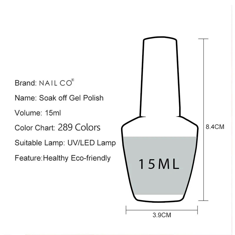 NAILCO 15ml Translucent Gel Nail Polish Semi-permanent Enamels Varnish For UV Nails Art Hybrid LED Nail Gel Transparent Manicure
