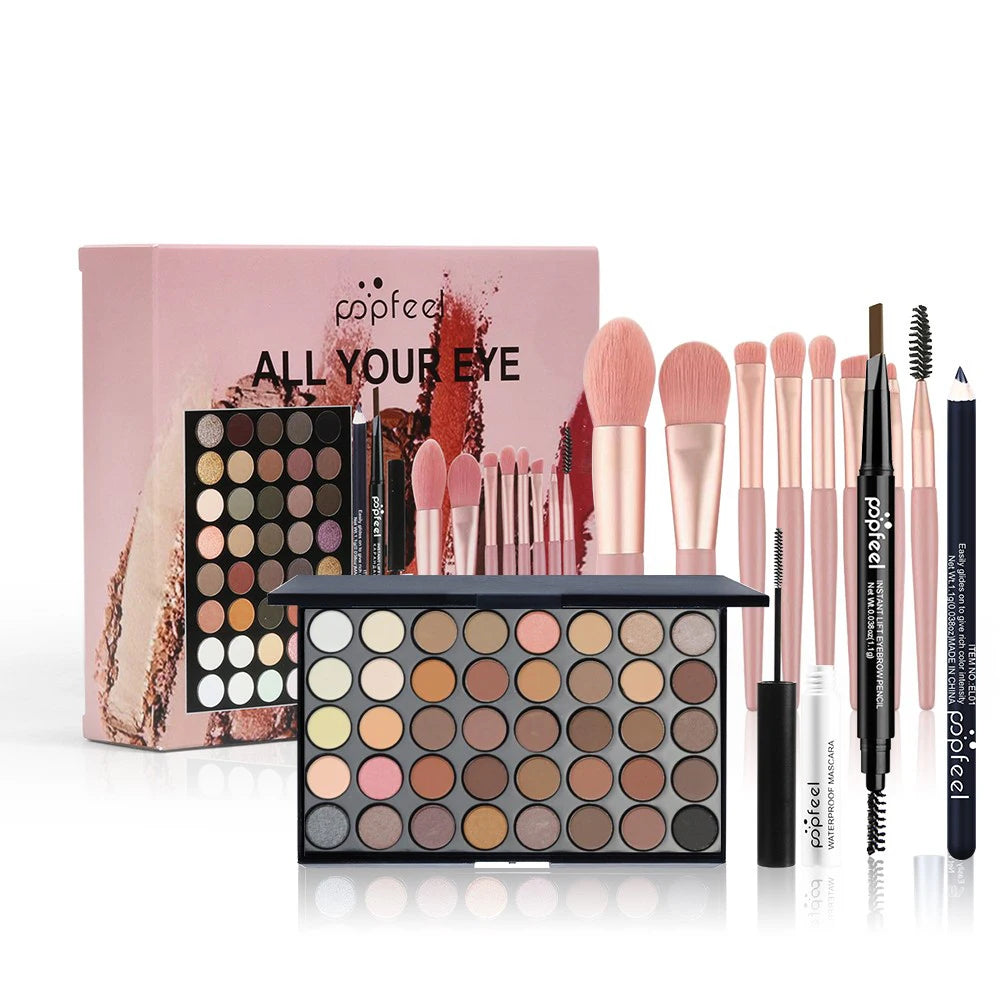 40 Colors Eyeshadow Palette Set, Eyebrow Pencil Eyeliner Pen Mascara With A Set Of Makeup Brushes Eye Cosmetics