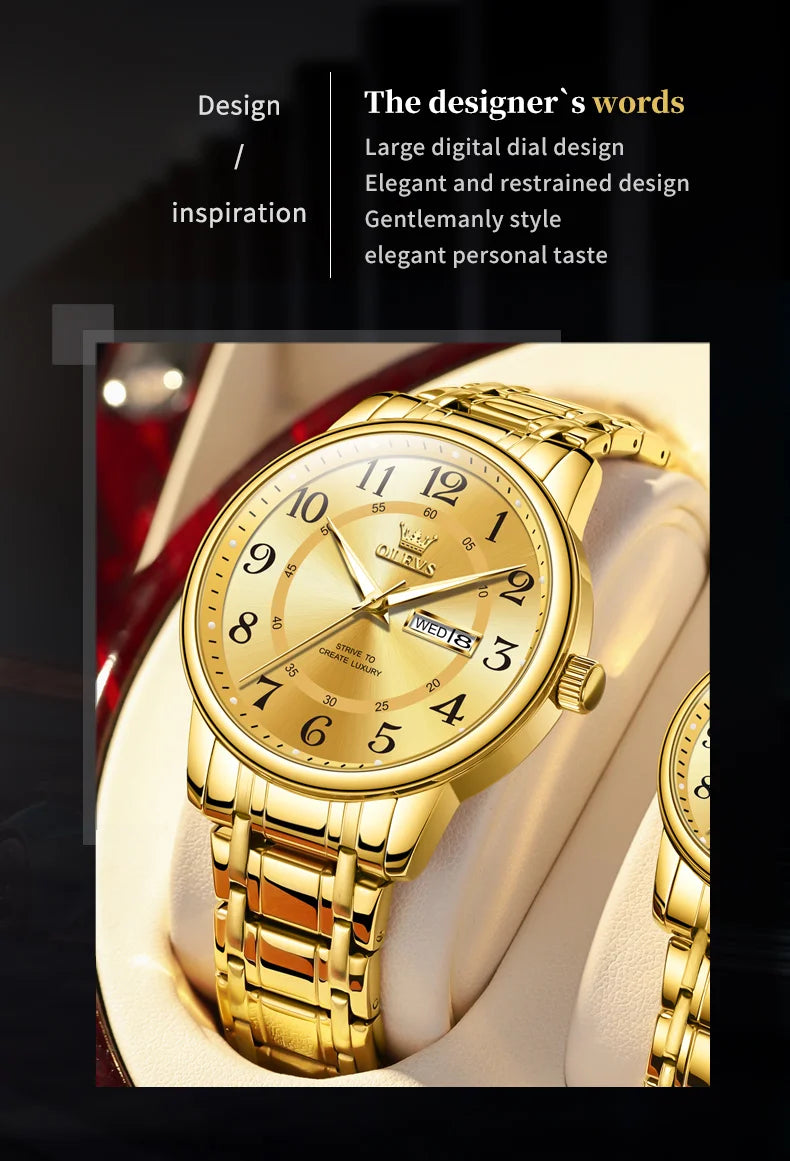 OLEVS 2891 Mens Watch Classic Quartz Watch Waterproof Stainless Steel Strap Fashion Casual Men's Watch Gift Date Clock Reloj