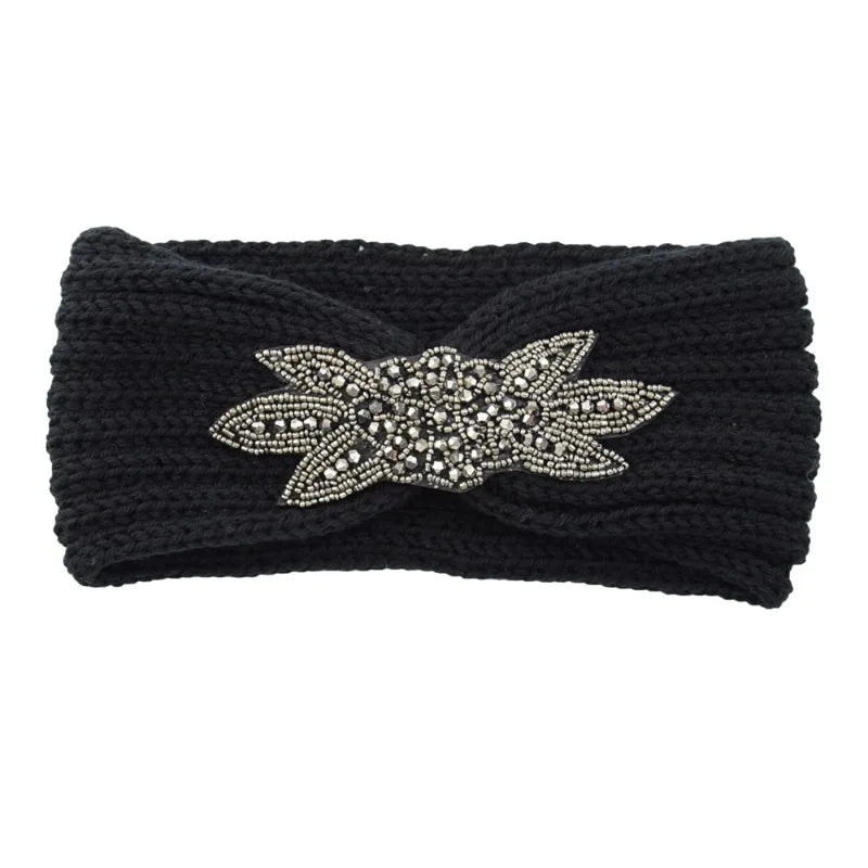Knitted Rhinestone Butterfly Headband - Fashionable Hair Accessory
