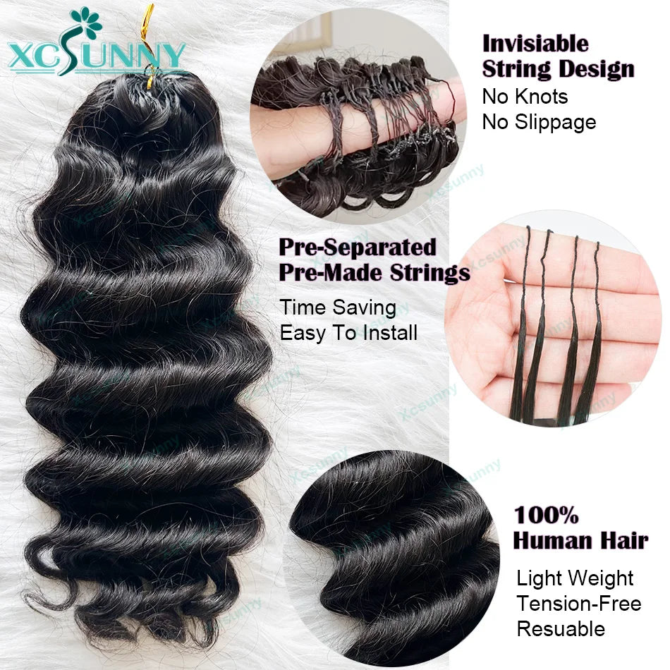 Loose Deep Wave Feather Crochet Human Hair Extensions Pre Separated Knotless Crochet Human Hair Giving Bundles No Leave Out