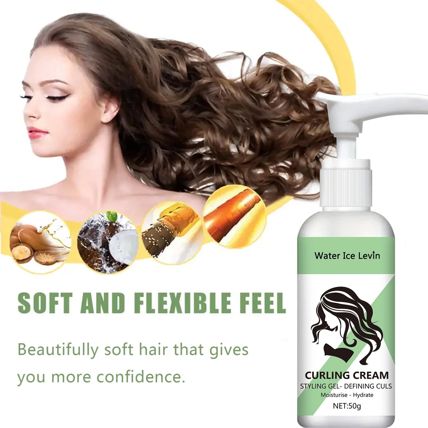 Curly hair Styling cream, moisturizing and smoothing formula, enhances the elasticity and shine of curly hair, easy to set