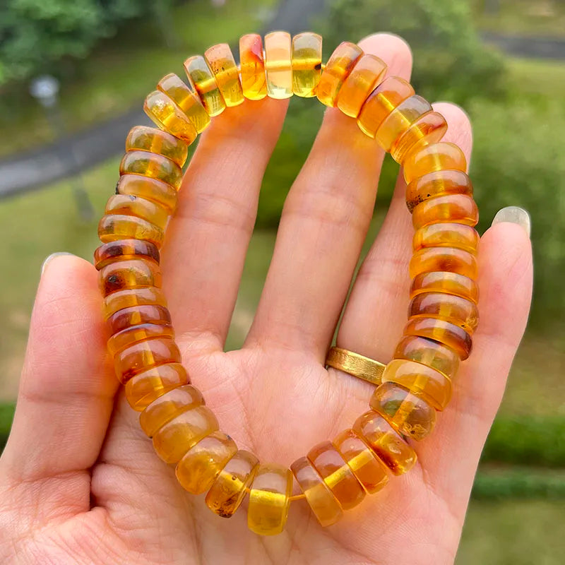 Baltic Plant Amber Bracelet for Women Gift Unique Handmade Irregular Golden Beads New Natural Stone Jewelry Supplier Wholesale