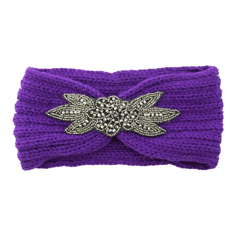 Knitted Rhinestone Butterfly Headband - Fashionable Hair Accessory