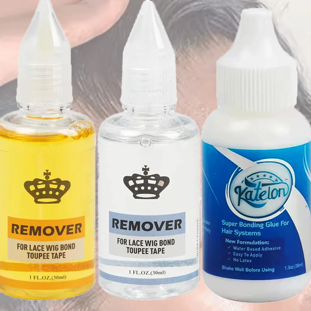 Katelon Hair Glue 38ml Toupee lace Wig Professional Invisible Biological Scalp Adhesive Waterproof yellow/white Remover 30ml