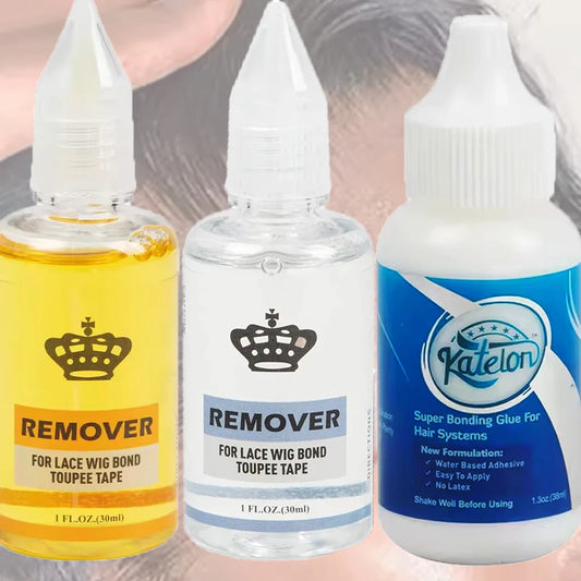 Katelon Hair Glue 38ml Toupee lace Wig Professional Invisible Biological Scalp Adhesive Waterproof yellow/white Remover 30ml