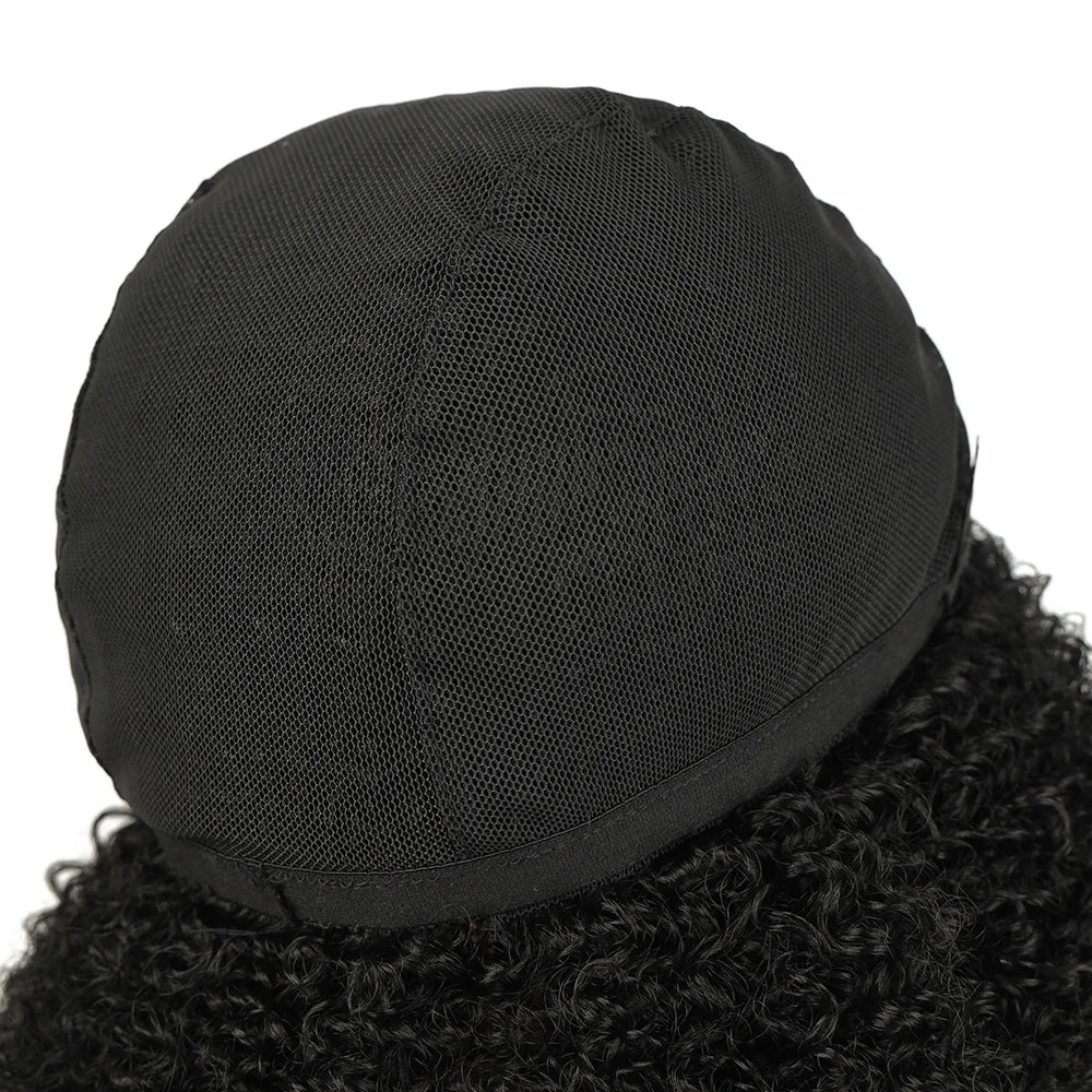 Short Afro Curly Wig with Bangs - Synthetic Natural Curly for Women