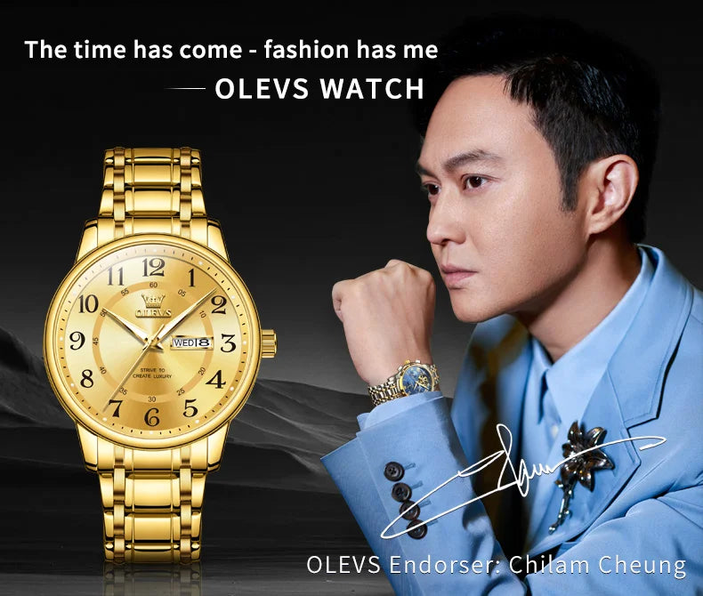 OLEVS 2891 Mens Watch Classic Quartz Watch Waterproof Stainless Steel Strap Fashion Casual Men's Watch Gift Date Clock Reloj