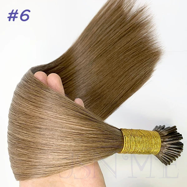JSNME I Tip Hair Extensions Natural Real Human Fusion Capsule Keratin Hair Extensions Black Brown Blonde 1g/Strand  For Salon