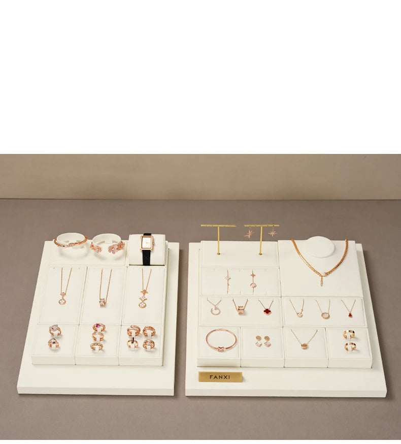 Oirlv Fashion Microfiber Jewelry Display Organizer Props Ring Pendant Necklace Holder Jewelry Rack Display Stand Sets Showcase